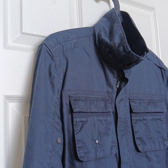 👔Men's Ptp21" Calvin Klein Dark Greyish-Blue Utility Jacket with 4 Pockets - Picture 6 of 17